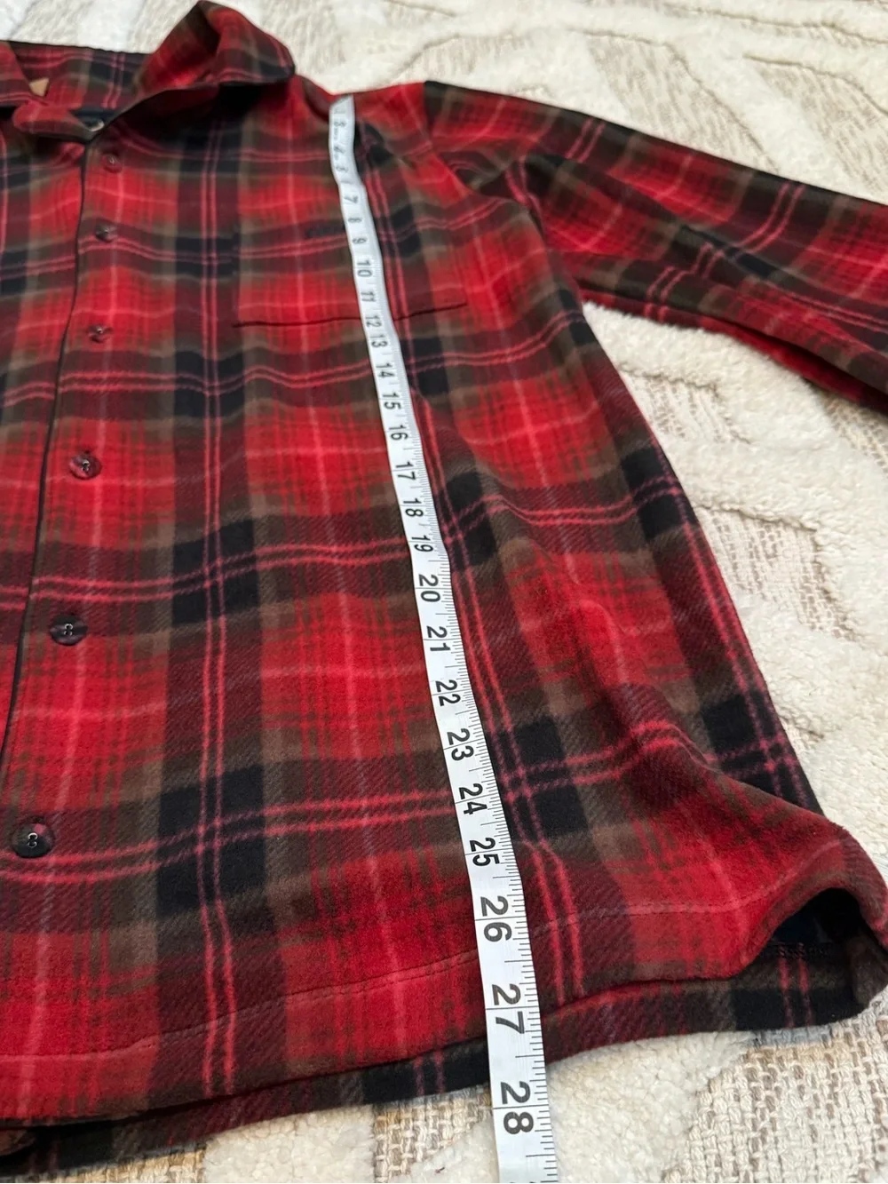 SKIMS Plaid Fleece Flannel Pajama Top Cranberry Red Medium NWT!